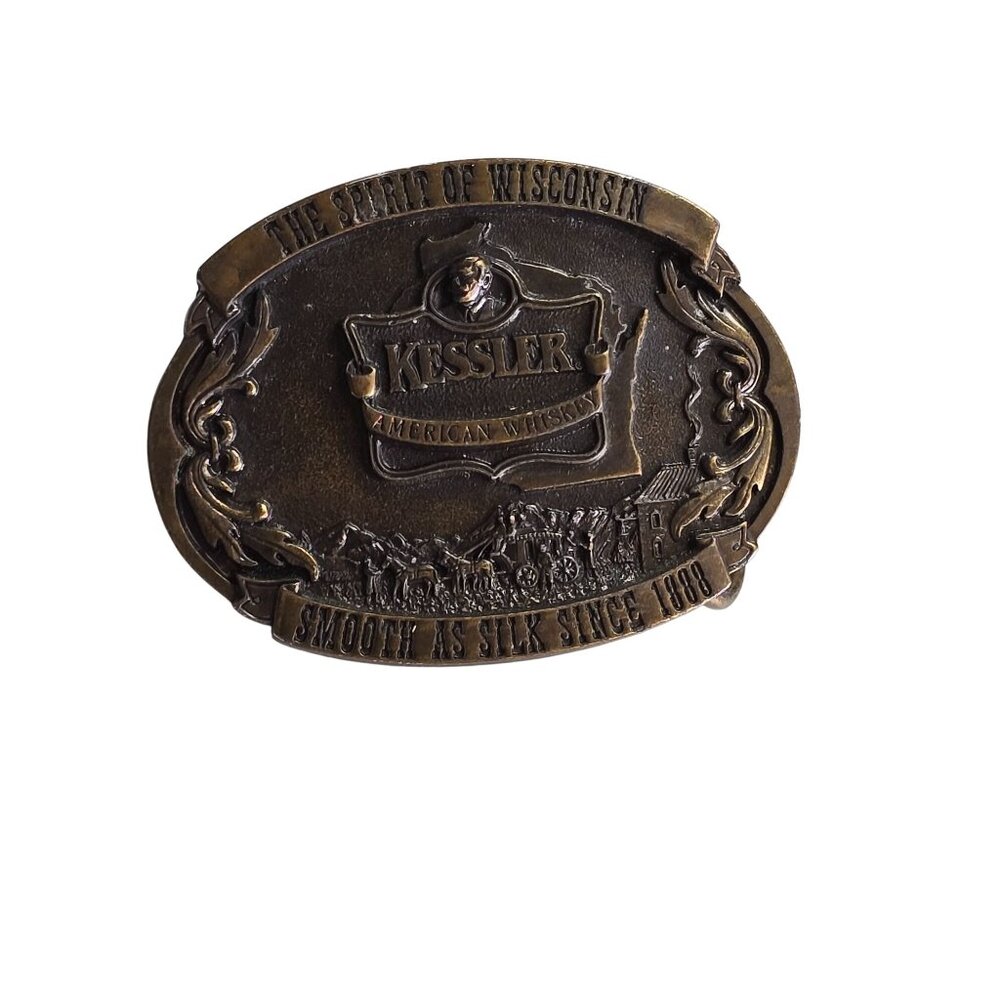 Kessler Whiskey Brass Belt Buckle LE 1993 Spirit Of Wisconsin . - Picture 7 of 9